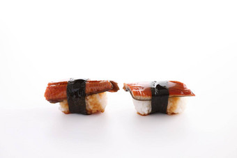 鳗鱼寿司鳗鱼尼吉里寿司日本食物孤立的白色背景
