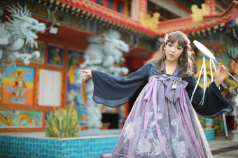 肖像女孩中国人洛丽塔衣服服装中国人花园