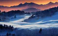 高山山景观白色雪蓝色的天空高质量插图