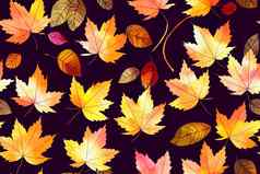 水彩无缝的模式分支水彩背景画秋天高质量插图