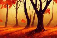秋天叶子枫木秋天背景高质量插图