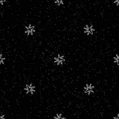 手画雪花圣诞节无缝的模式微妙的飞行雪片粉笔雪花背景有吸引力的粉笔handdrawn雪覆盖原始假期季节装饰