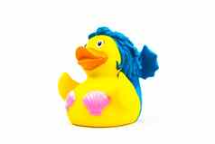 美人鱼蓝色的头发尾巴鸭浮动玩具