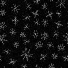 手画雪花圣诞节无缝的模式微妙的飞行雪片粉笔雪花背景太棒了粉笔handdrawn雪覆盖诱人的假期季节装饰