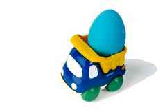 玩具孩子们的转储卡车传输复活节礼物蛋