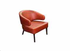 舒适的红色的皮革扶手椅白色背景室内元素