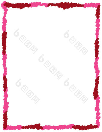 手画情人节一天页面框架边境粉红色的红色的心爱吻插图邀请图形曲线浪漫的问候海报模板可爱的卡通矩形矩形剪纸艺术
