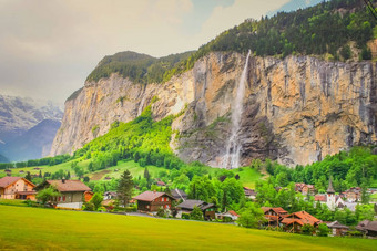 lauterbrunnen高山村茵特拉肯广州伯尔尼瑞士阿尔卑斯山脉