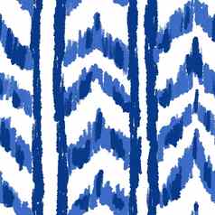 手画无缝的模式伊卡特少数民族传统的印尼织物打印蓝色的靛蓝摘要几何条纹行设计中期世纪现代飞溅中风充满活力的航海打印