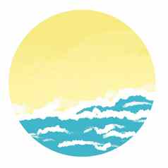 轮手画框架背景黄色的海滩沙子蓝色的海洋水夏天假期旅游海阔草原景观海波热带岛自然旅行假期概念