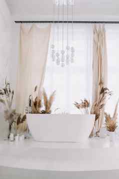 现代白色浴室白色浴房间白色墙室内设计
