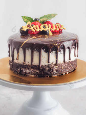 黑暗巧克力磨砂滴蛋糕祝愿一流的写意大利