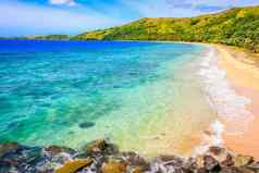 热带桑迪海滩夏天一天斐济岛屿太平洋海洋