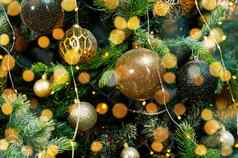 圣诞节树背景cloce-up美丽的圣诞节树装饰背景