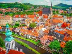 英语克鲁姆洛夫小镇中世纪的城市波西米亚捷克共和国