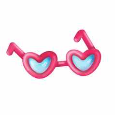 简单的粉红色的心形状的眼镜