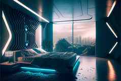 卧室未来卧室未来主义的设计