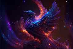 激烈的凤凰城鸟紫色的霓虹灯阴影星座风格