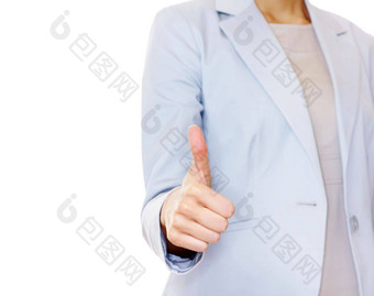 中期部分业务女人手势成功标志拇指中期部分积极的业务女人手势成功