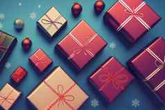 礼物盒子快乐圣诞节一年壮观的庆祝活动