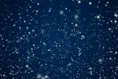 冬天假期冬季背景白色雪下降黑暗蓝色的背景雪花散景降雪粒子摘要下雪场景圣诞节雪假期设计