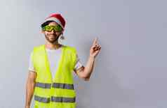 构建器工人圣诞节他指出手指促销活动构建器工程师圣诞节他指出建设工人圣诞节他指出广告