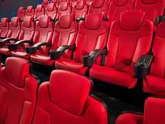 电影娱乐空红色的电影剧院座位显示流媒体服务电影行业生产