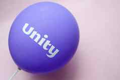团结文本紫色的颜色气球