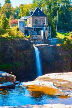 水力发电权力植物瀑布悬崖纽约