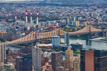 桥穿越纽约城市细节工业建筑