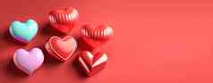 快乐情人节一天横幅特色光滑的红色的心形状