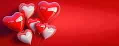 情人节一天横幅背景闪亮的红色的心