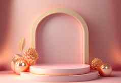 奢侈品背景粉红色的讲台上元素
