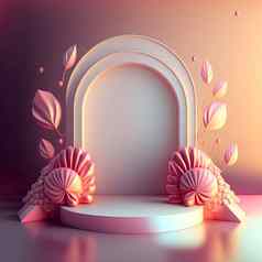奢侈品讲台上插图优雅的粉红色的颜色摘要花花环点缀产品显示