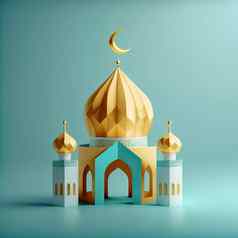 微型插图清真寺金发光的圆顶