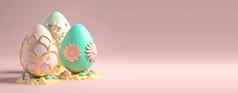复活节一天横幅装饰鸡蛋