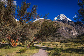 徒步旅行路径山通过<strong>华</strong>斯卡兰科迪勒拉BlancaAncash秘鲁