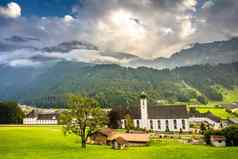 田园景观engelberg村Obwalden瑞士阿尔卑斯山脉瑞士