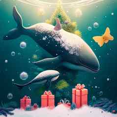 圣诞节鲸鱼礼物