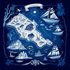 美丽的蓝色的宝岛地图旅行地图
