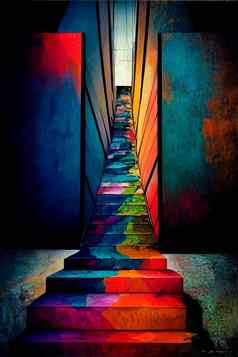 攀爬楼梯迷幻颜色搜索楼梯世界
