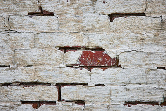 细节红色的砖<strong>墙画</strong>白色腐烂的裂缝