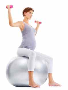 健身举重怀孕了女人健身房球孕妇健康健康的生活方式幸福体育怀孕女锻炼锻炼普拉提哑铃工作室
