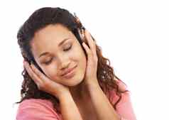 耳机音乐平静女人工作室精神健康健康订阅流媒体服务学生听音频在线订阅技术平静和平Zen模型