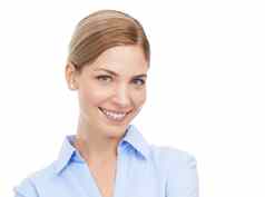 业务女人脸肖像快乐白色背景微笑领导职业生涯选择脸女企业家工作室骄傲幸福启动市场营销