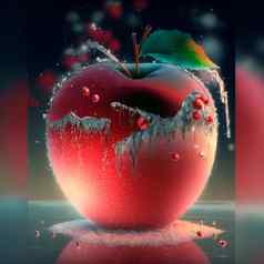 插图冷淡的红色的苹果镶嵌内部