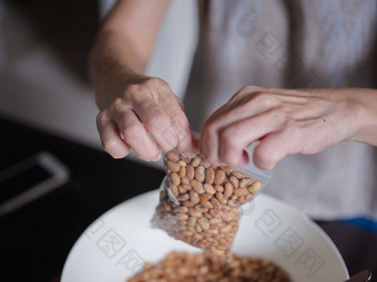 特写镜头照片纹理我是豆我是产品生自制的豆豉概念健康的素食者食物