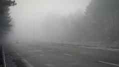 汽车雾坏冬天天气危险的汽车交通路光车辆雾