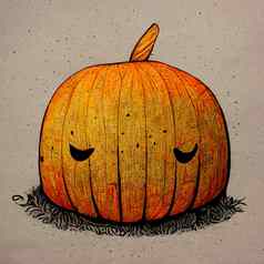 万圣节南瓜愤怒的卡通字符概念怪物秋天假期对象乡村棕色（的）背景