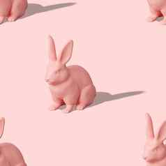 无缝的等角模式复活节兔子粉红色的背景色彩斑斓的设计打印纺织包装纸硬光阴影快乐复活节一天无缝的纹理呈现